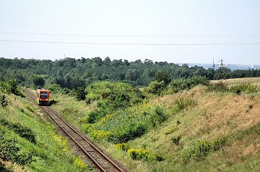 |20.08.09| SA106-014 jako 1124 do Chełmży wspina się na wzniesienie za Ostromeckiem. Ciekawostka: Po prawej widać wieżę kościoła w Ostromecku i kawałek Fordonu. #Bydgoszcz #Chełmża #linia #Ostromecko #pkp