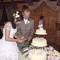 Młodzi kroją weselny tort