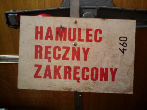 Tabliczka hamulec ręczny zakręcony