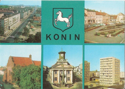 Konin_1) Perspektywa alei 1 Maja
2) Plac Wolności
3) Kościół z XIV w.
4) Klasyczny ratusz z pocz. XIX w. i pomnik Wdzięczności
5) Dom Górnika